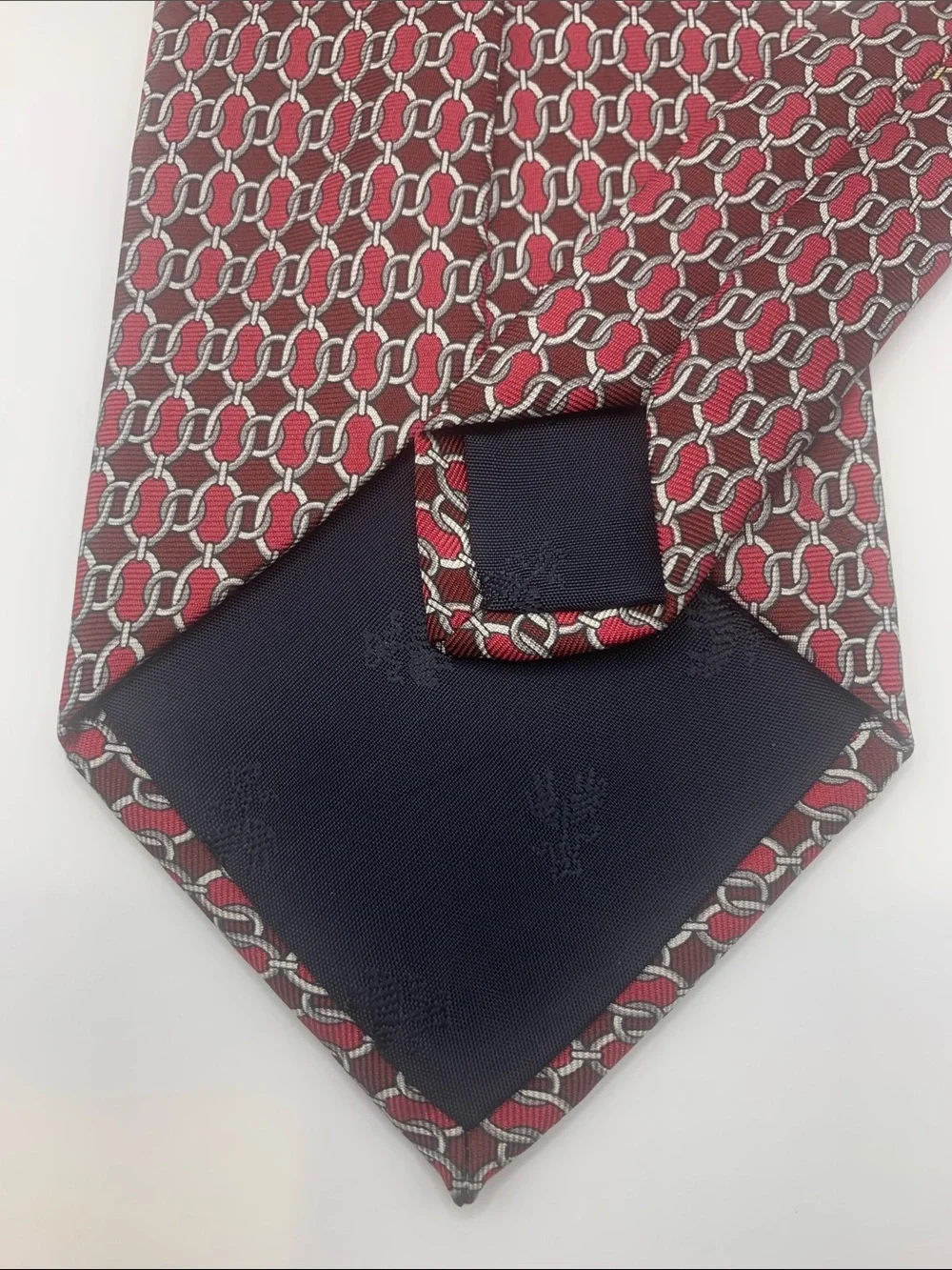 Vintage Brooks Brothers Red and Silver Geometric Silk Tie